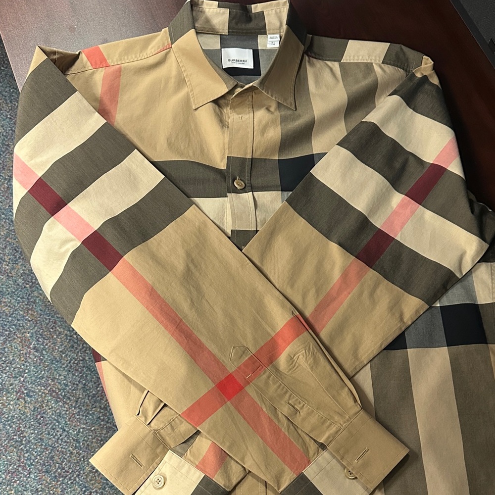 Burberry Men's Beige and Dark Brown Check Shirt - Picture 2 of 8